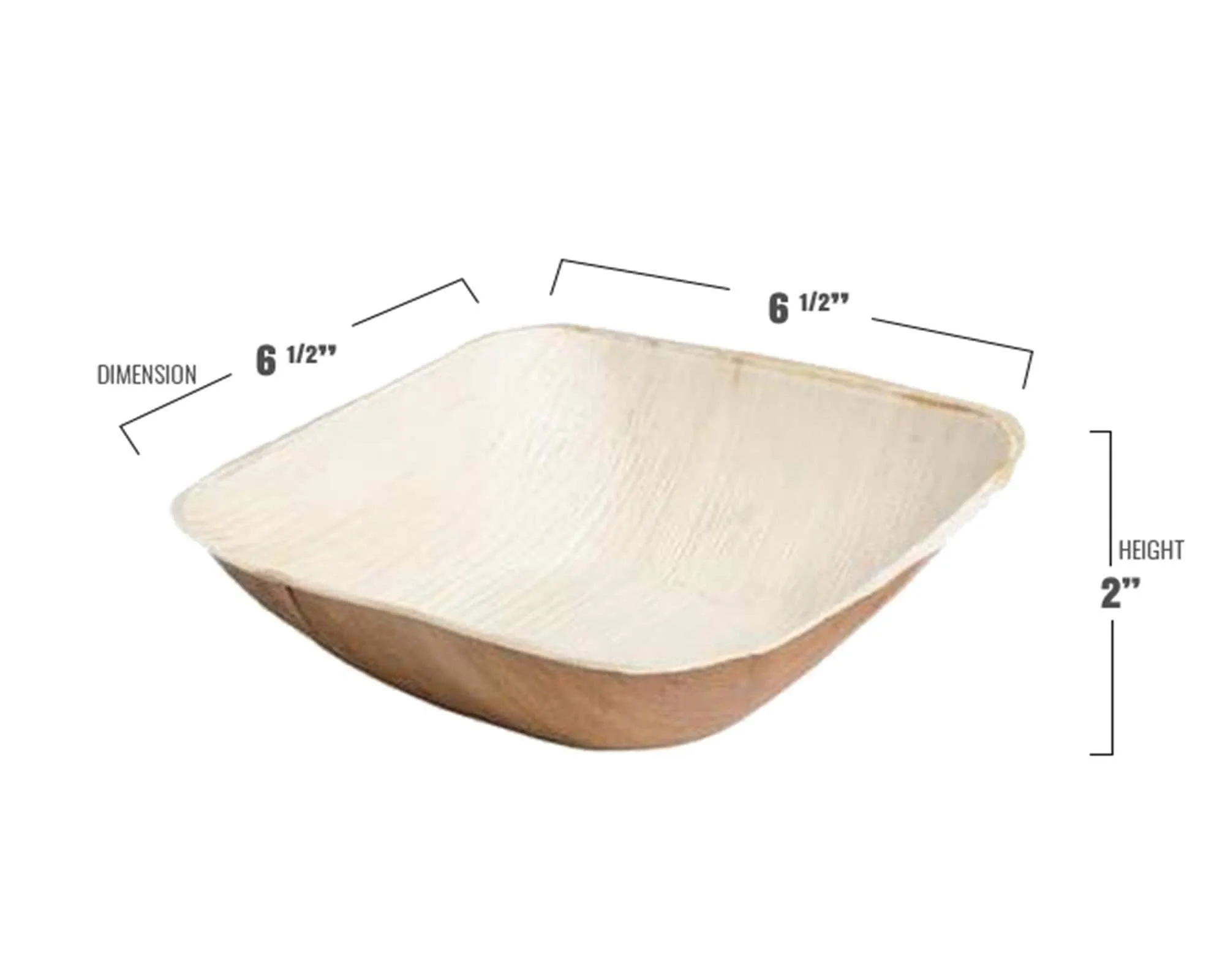 100% Compostable Square Biodegradable Eco-Friendly Disposable Palm Leaf Bowls