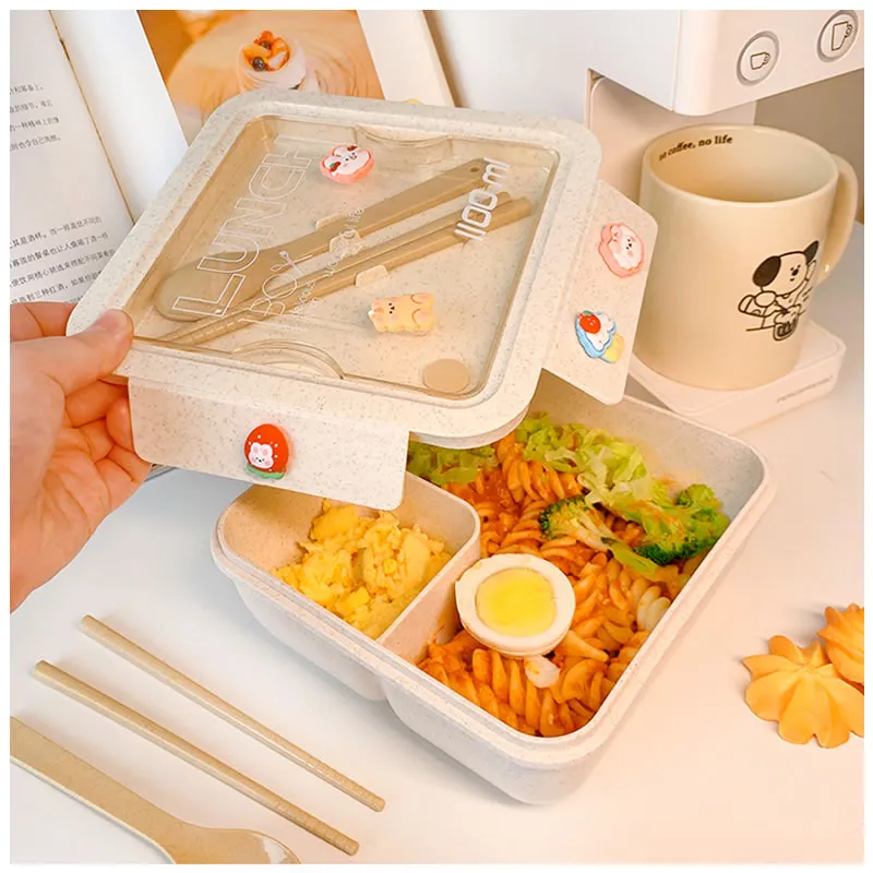 1100Ml Cute Lunch Box For Kids With Spoon And Chopsticks Ab-19