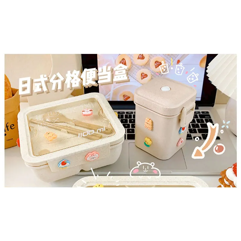 1100Ml Cute Lunch Box For Kids With Spoon And Chopsticks Ab-19