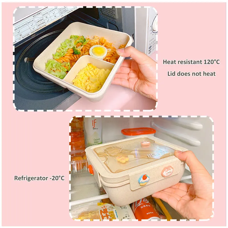 1100Ml Cute Lunch Box For Kids With Spoon And Chopsticks Ab-19