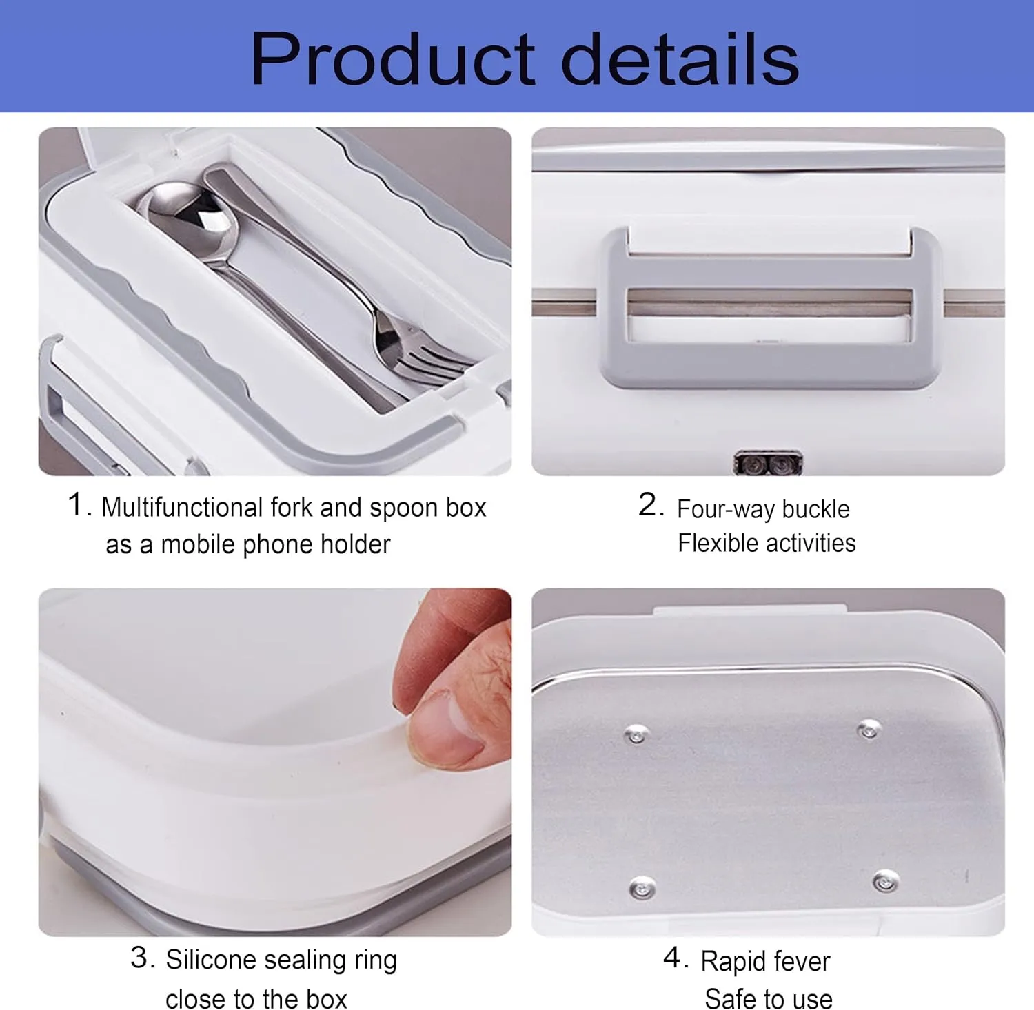 1.5L Portable Electric Food Warmer Lunch Box With Spoon And Fork F52-8-1436