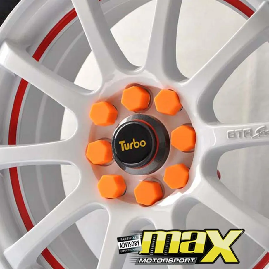 17mm - Silicone Protective Wheel Nut Covers (Orange)