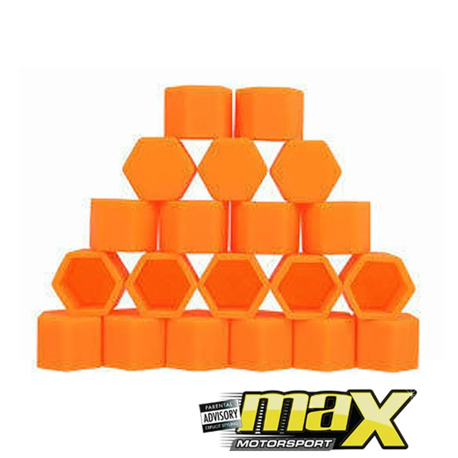 17mm - Silicone Protective Wheel Nut Covers (Orange)