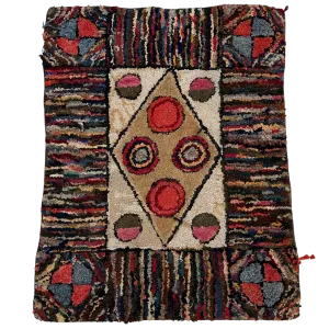 3’10”x 2’11” Decorative Vintage Rag Rug #3