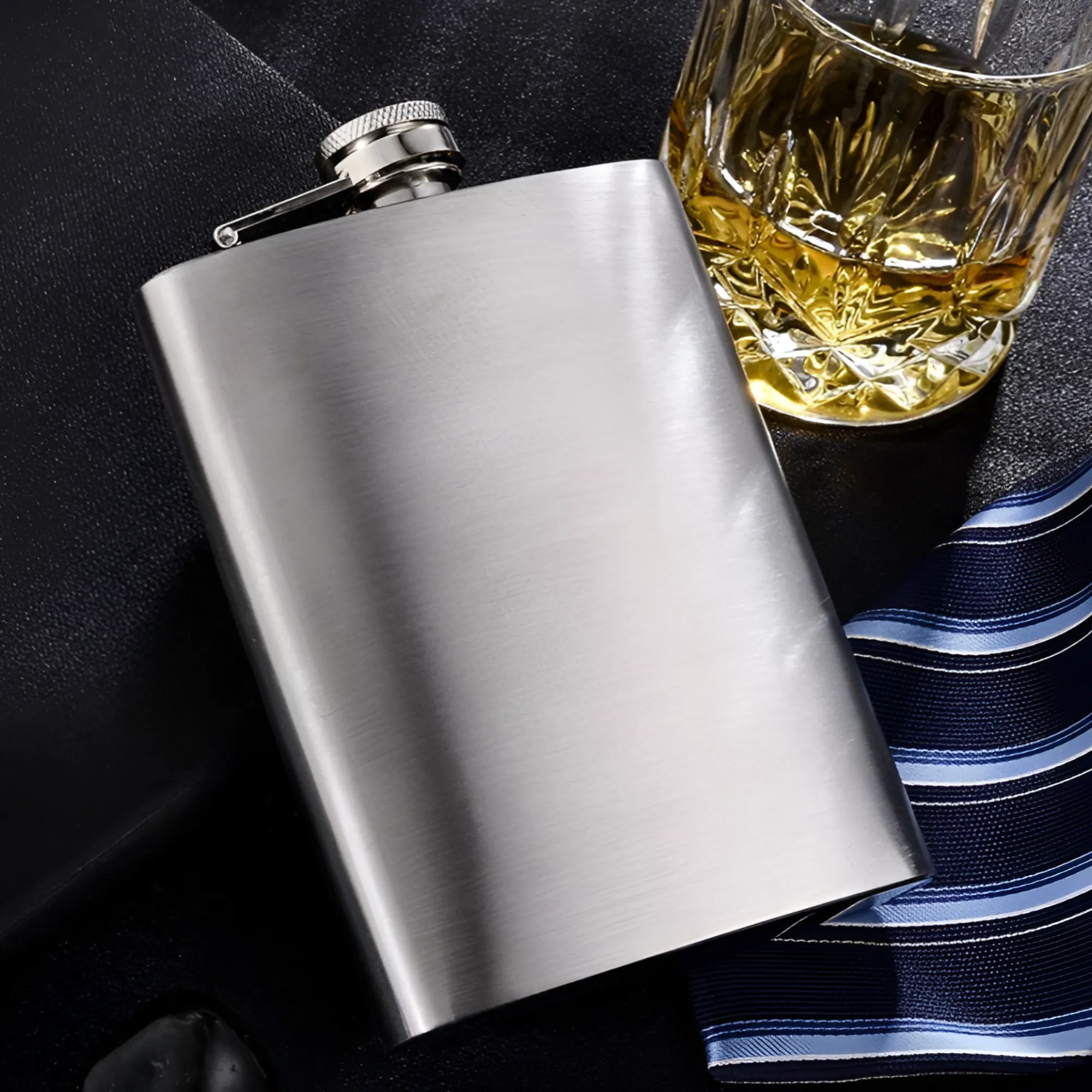 8Oz Alcohol Hip Flask With Funnel And 4 Shot Cups 1170347