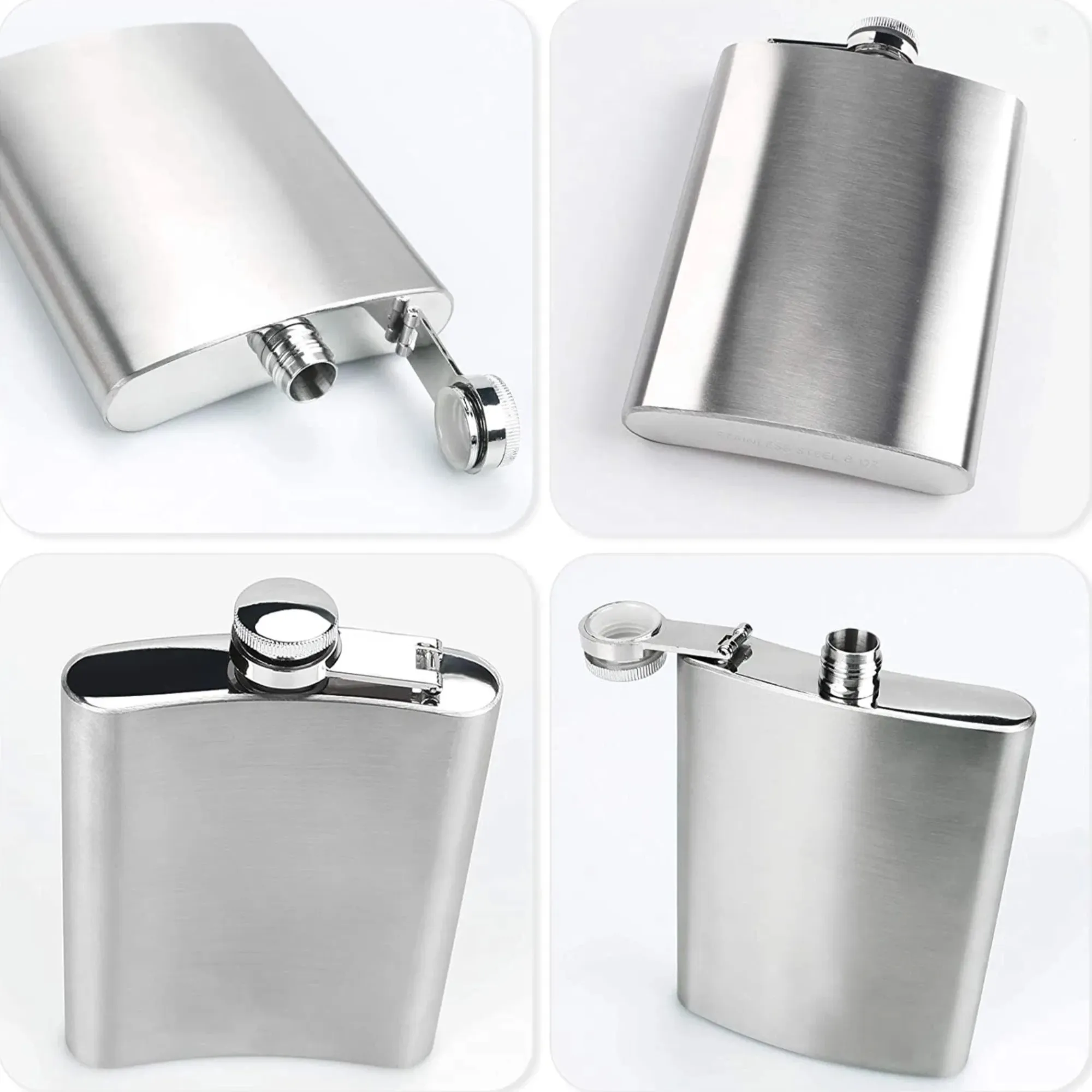 8Oz Alcohol Hip Flask With Funnel And 4 Shot Cups 1170347