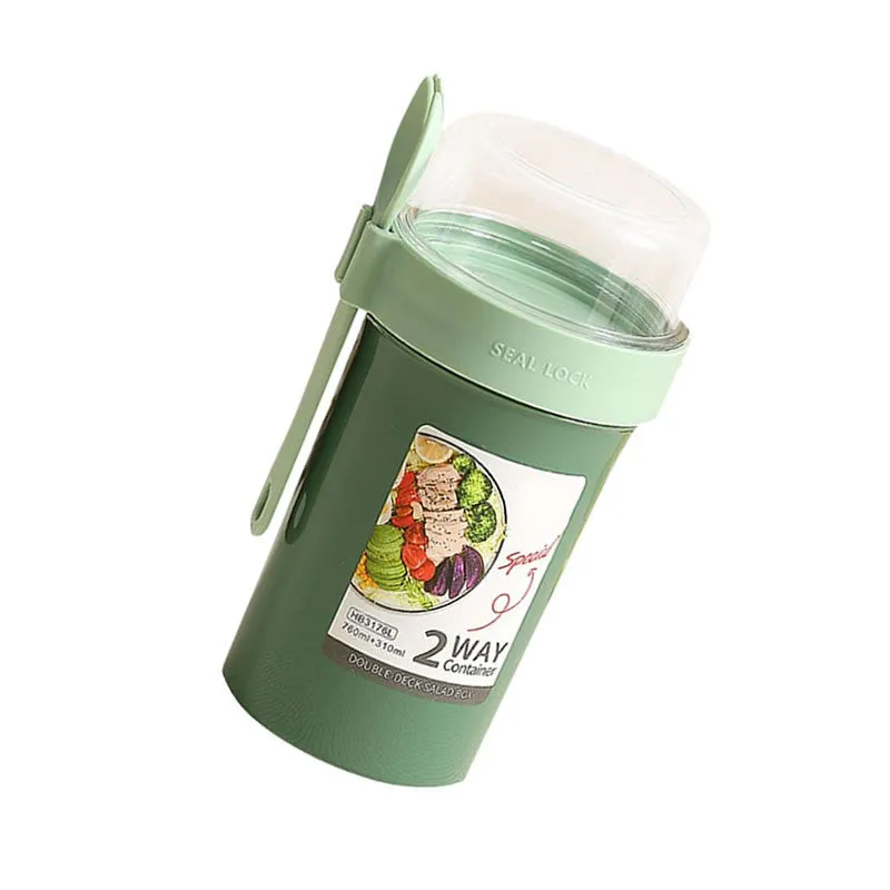 990Ml Double Cup Salad Lunch Container With Fork Yl-376