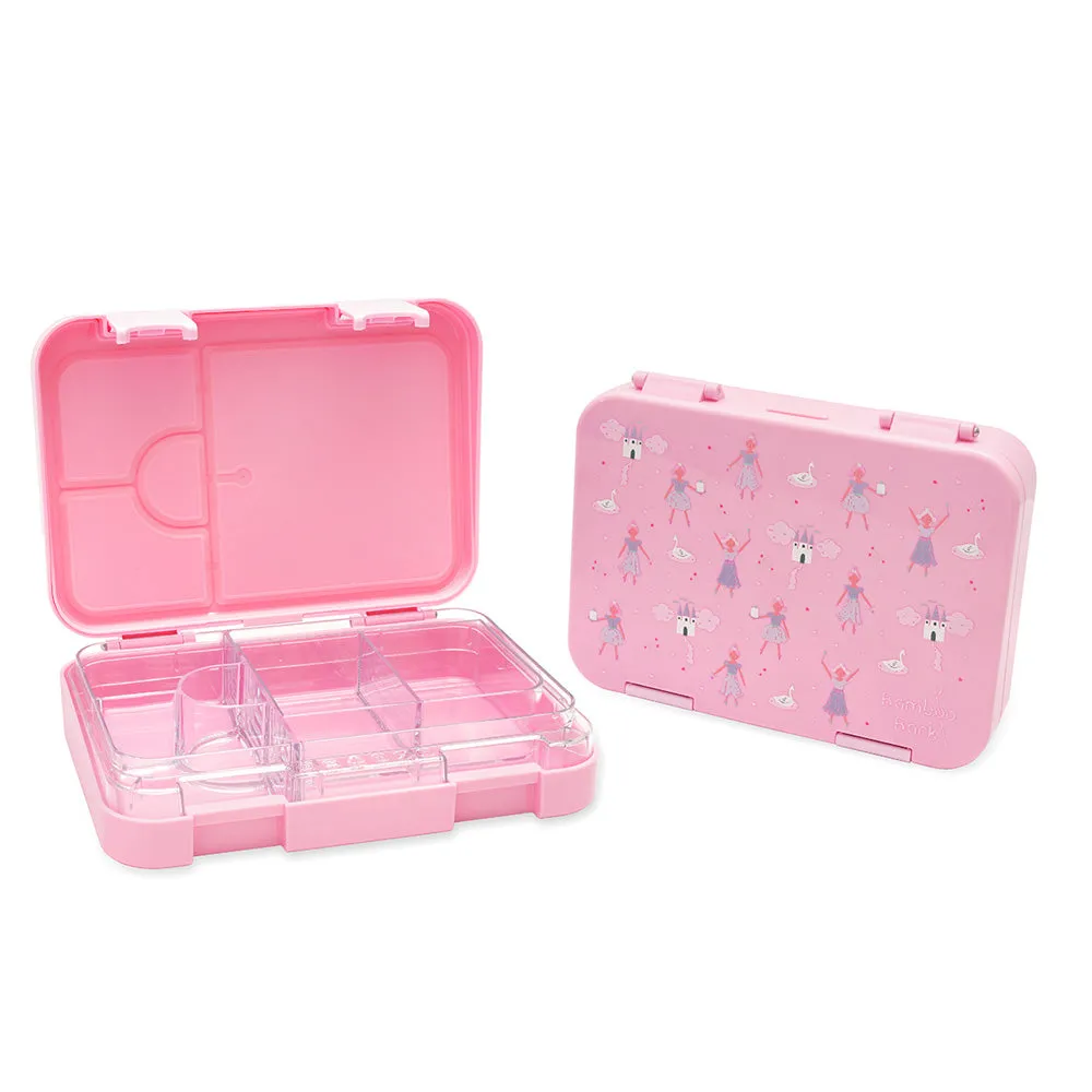 Bamboo Bark Lunch Box Pink Ballerina Castle Print