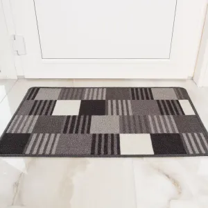 Black Blocks Washable Rug