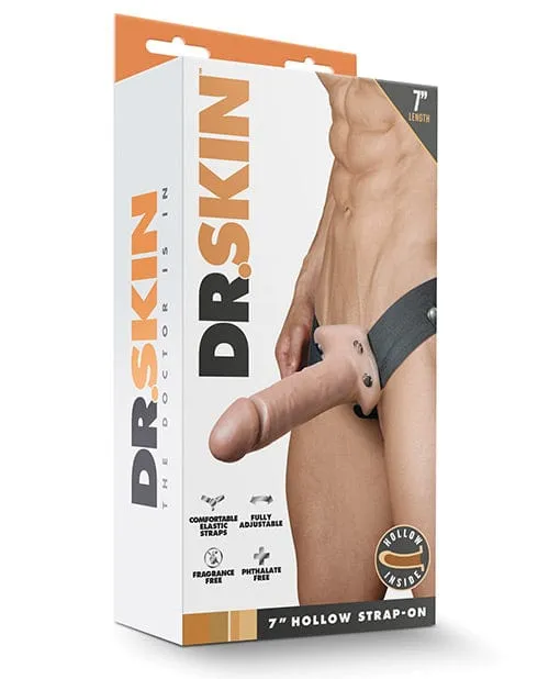 Blush Dr. Skin 7" Hollow Strap On - Vanilla