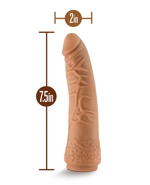 Blush Lock On 7.5 inch Hexanite Dildo with suction Cup Adapter - Mocha