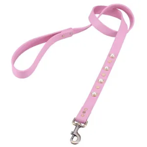 Boho Pearl Pink Leather Dog Leash