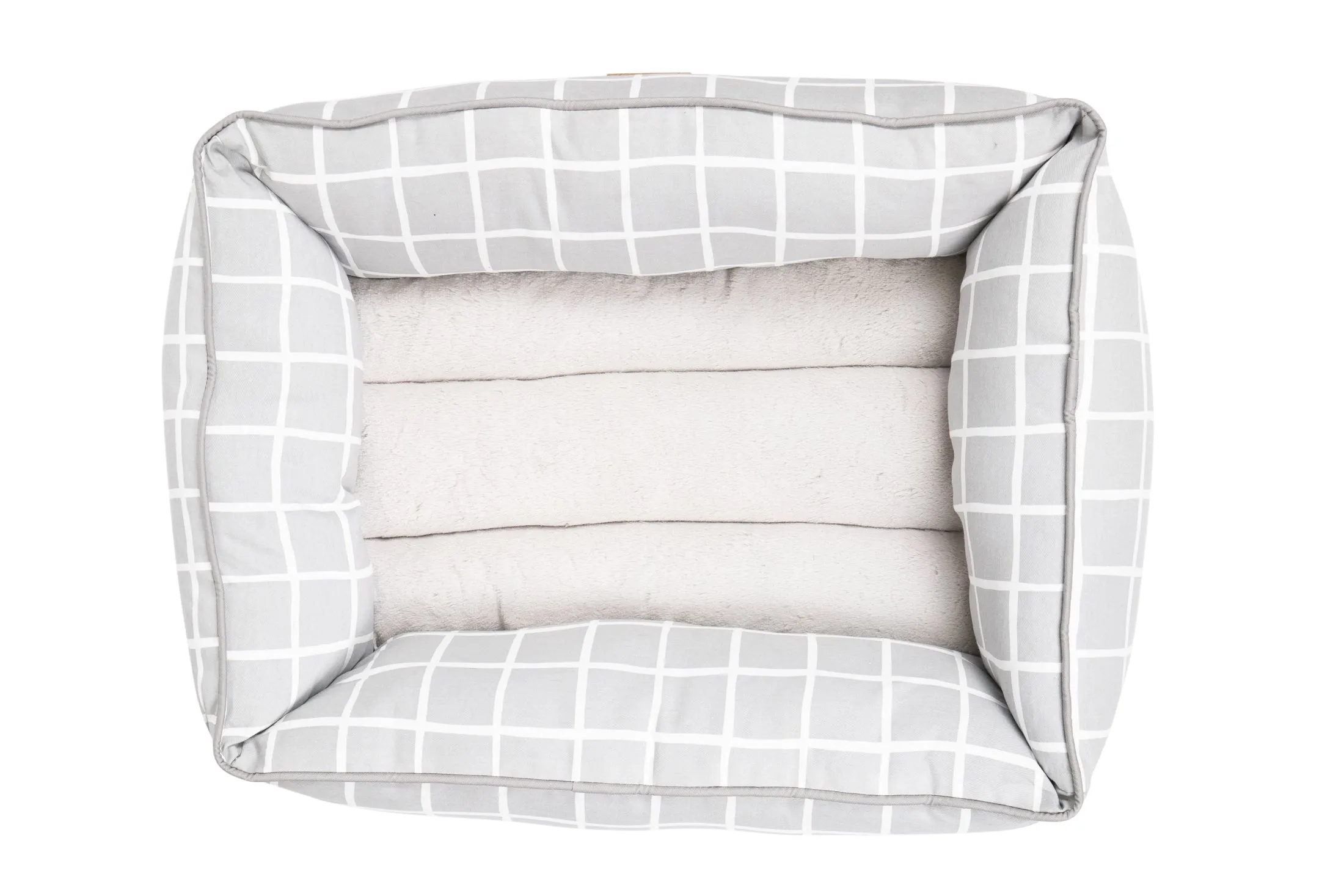 Bolster Dog Bed  - Grey Check