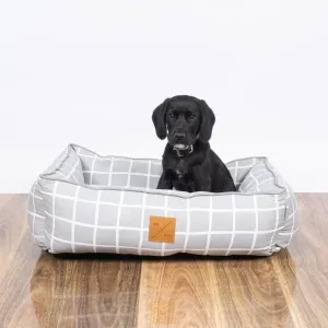 Bolster Dog Bed  - Grey Check