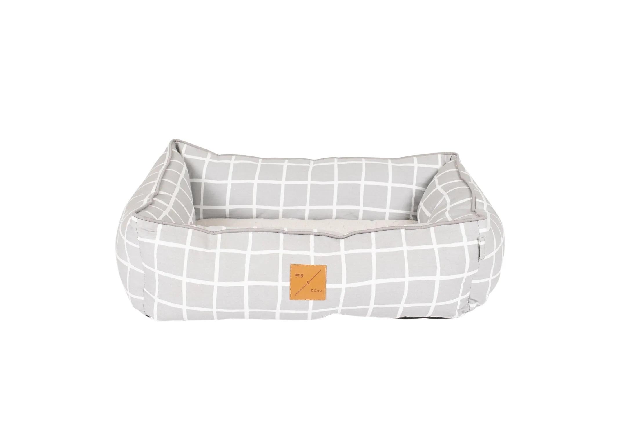 Bolster Dog Bed  - Grey Check