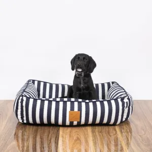 Bolster Dog Bed  - Navy Hampton Stripe