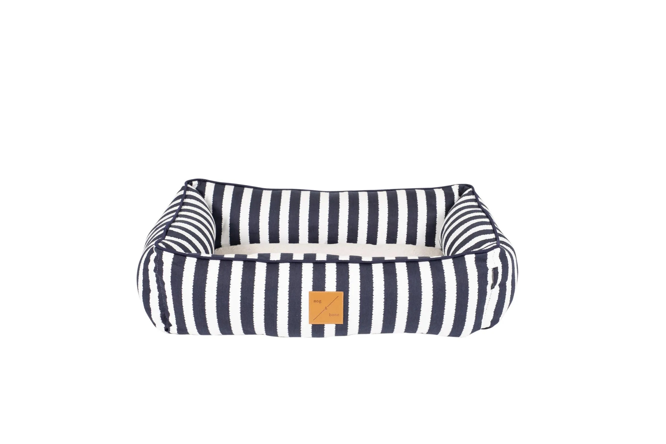 Bolster Dog Bed  - Navy Hampton Stripe