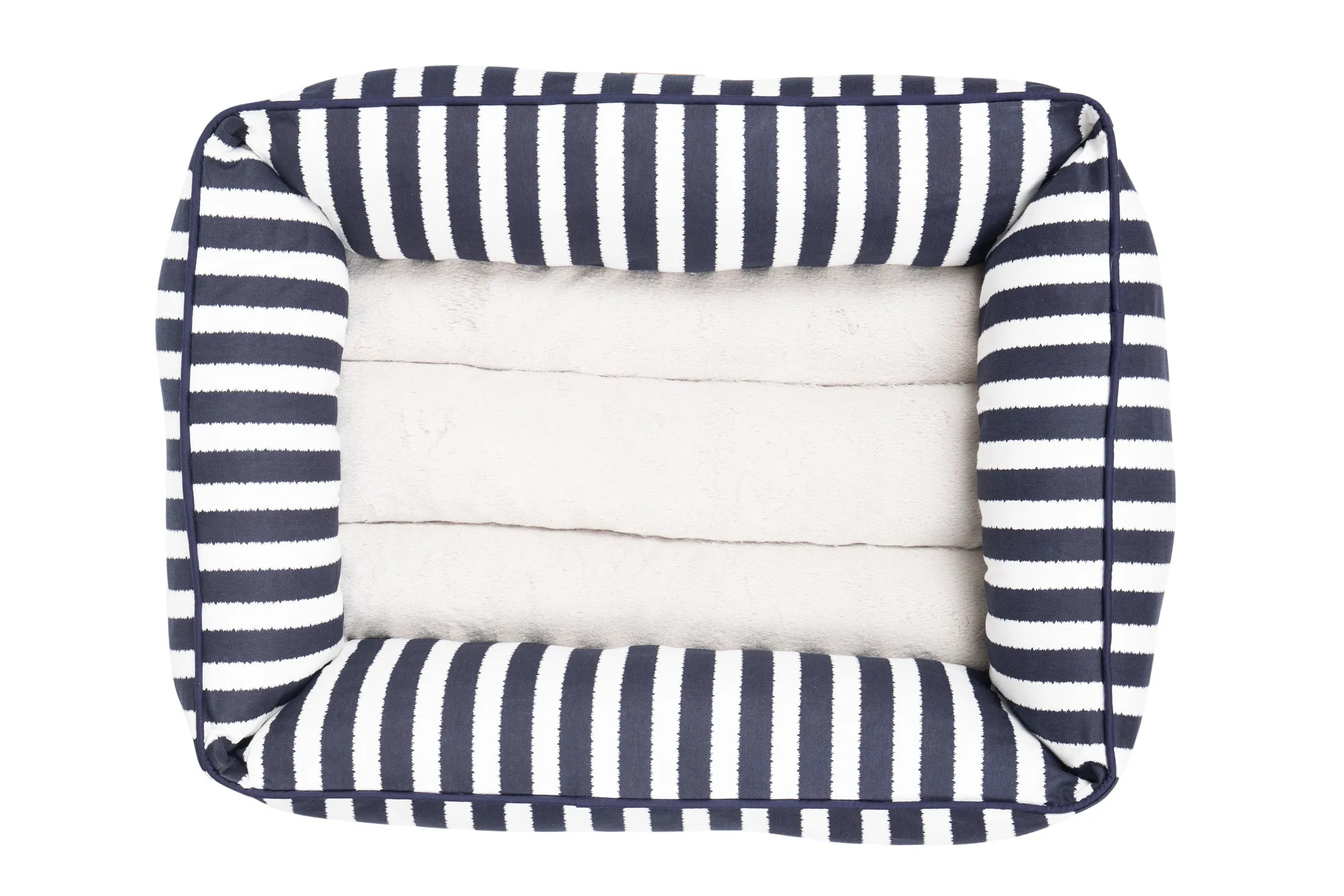 Bolster Dog Bed  - Navy Hampton Stripe