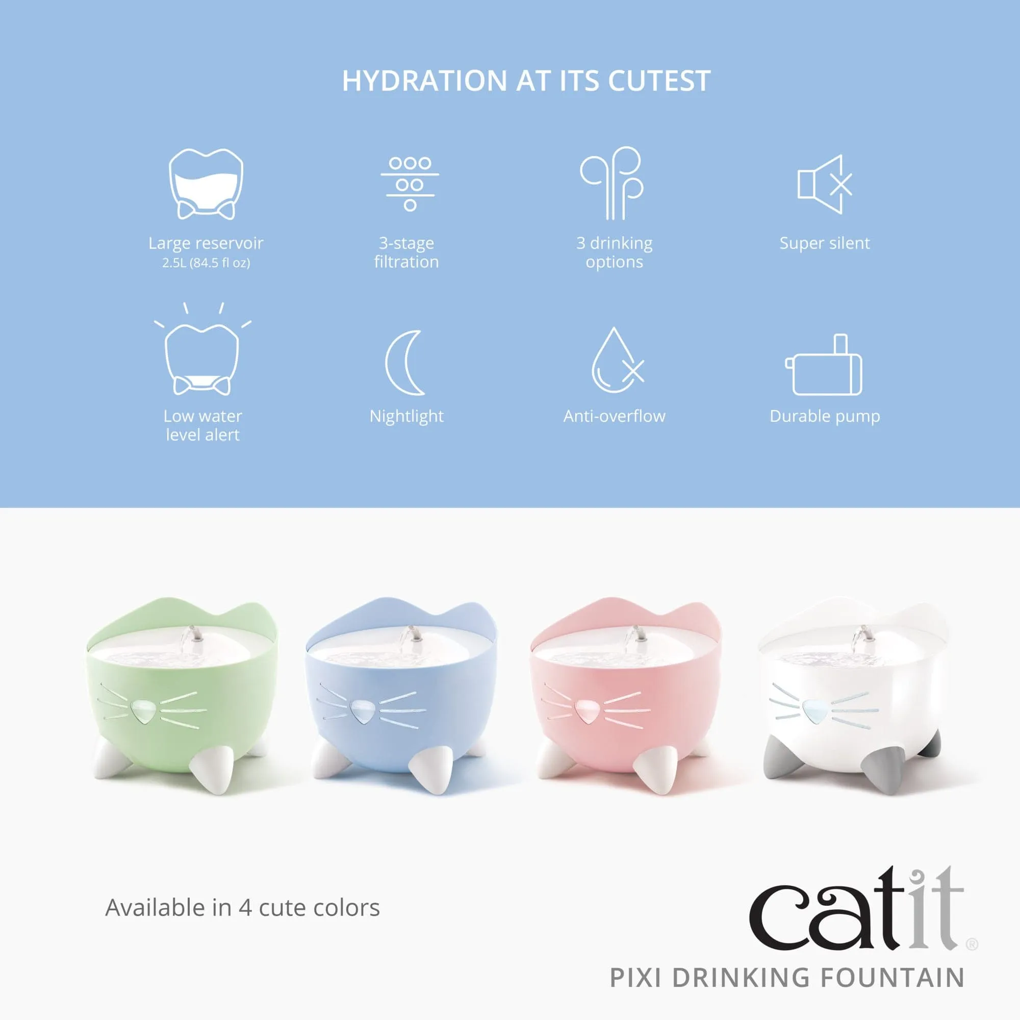 CatIt | Cat & Dog Water Fountain | 2.5l PIXI Design - Mint Green