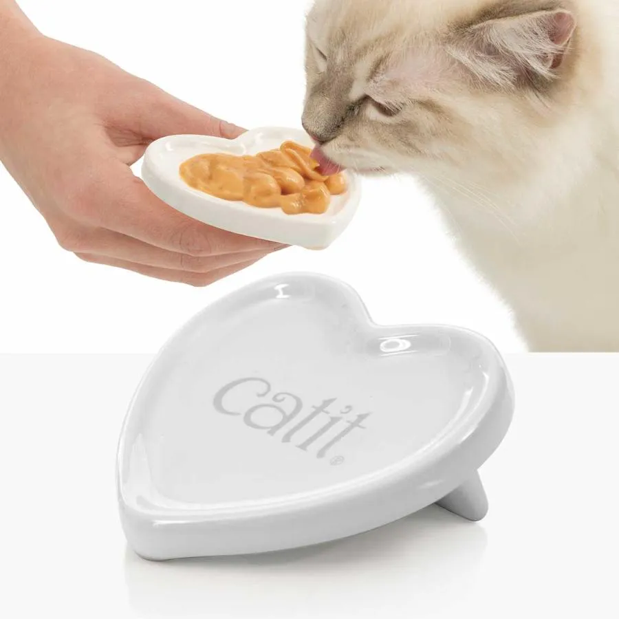 Catit Creamy Heart-Shaped Treat Dish