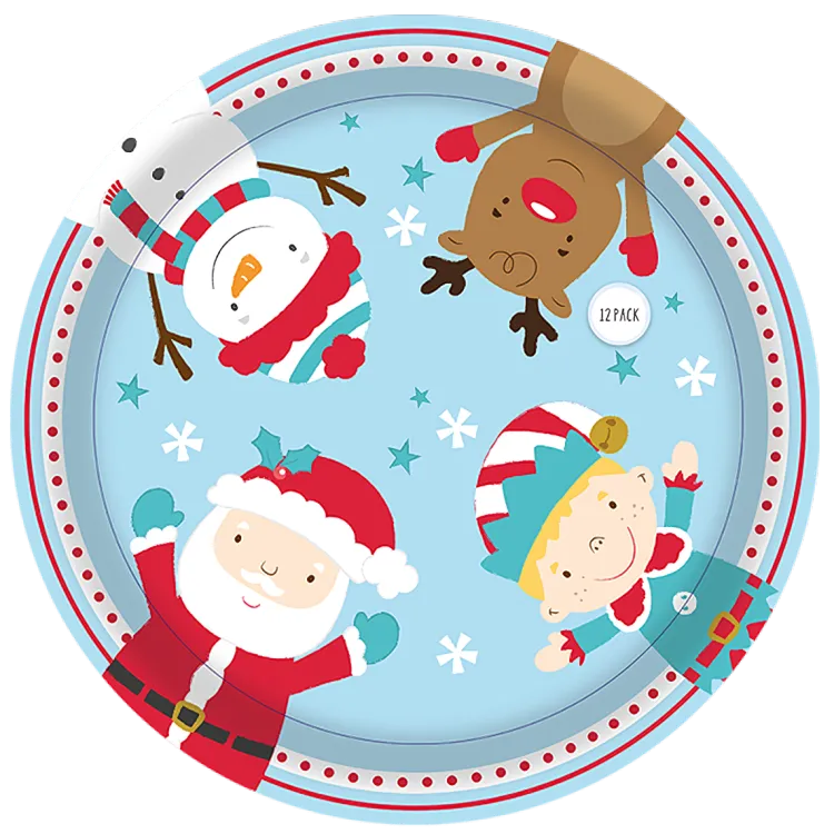 Christmas Disposable Paper Plates, 12 Pack