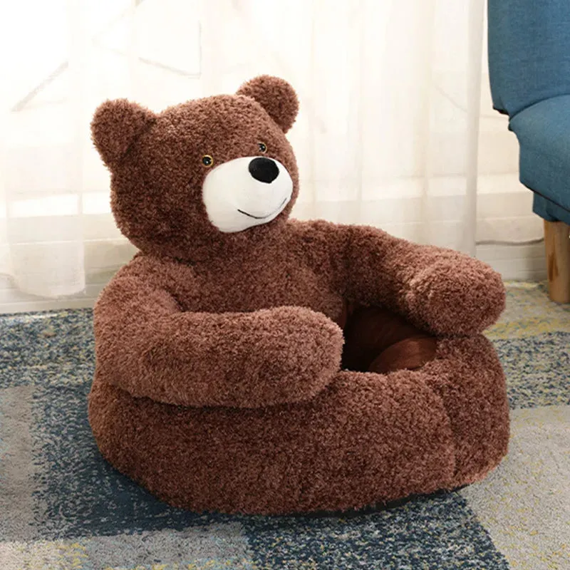 Cozy Semi-Enclosed Bear-Shaped Pet Bed for Dogs and Cats