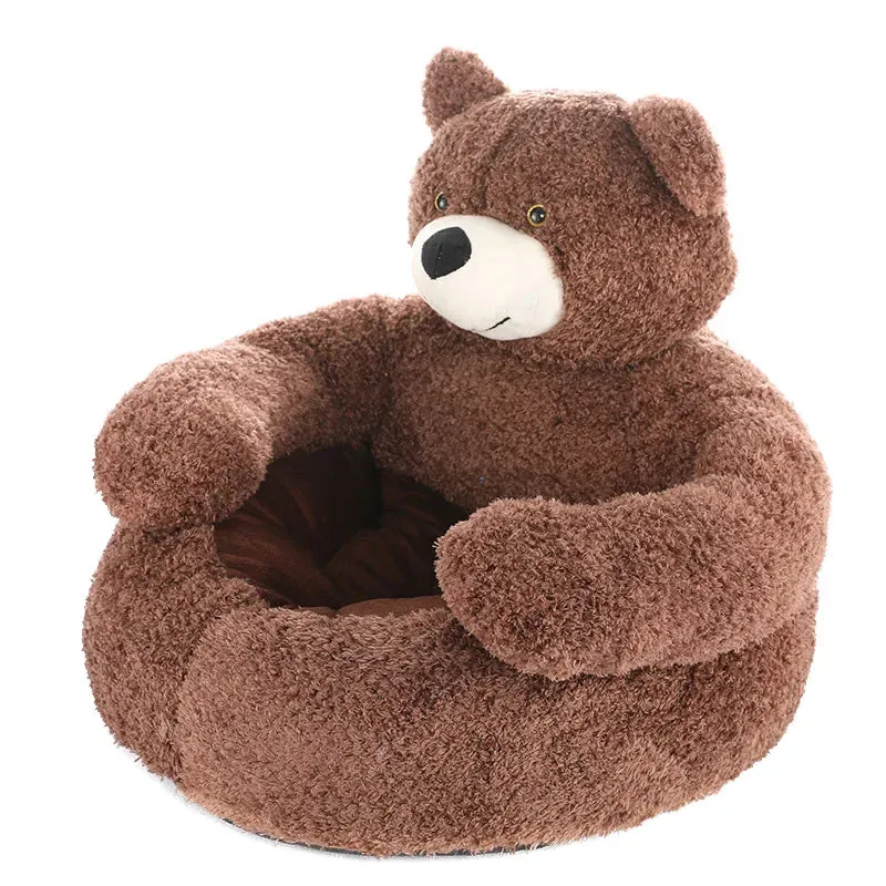 Cozy Semi-Enclosed Bear-Shaped Pet Bed for Dogs and Cats