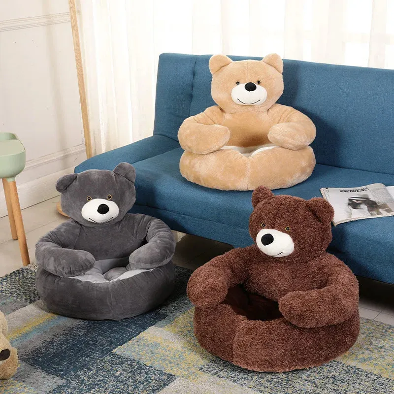 Cozy Semi-Enclosed Bear-Shaped Pet Bed for Dogs and Cats