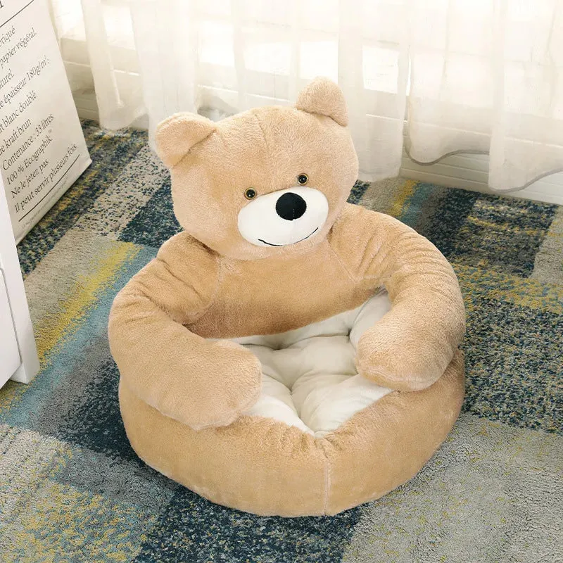 Cozy Semi-Enclosed Bear-Shaped Pet Bed for Dogs and Cats