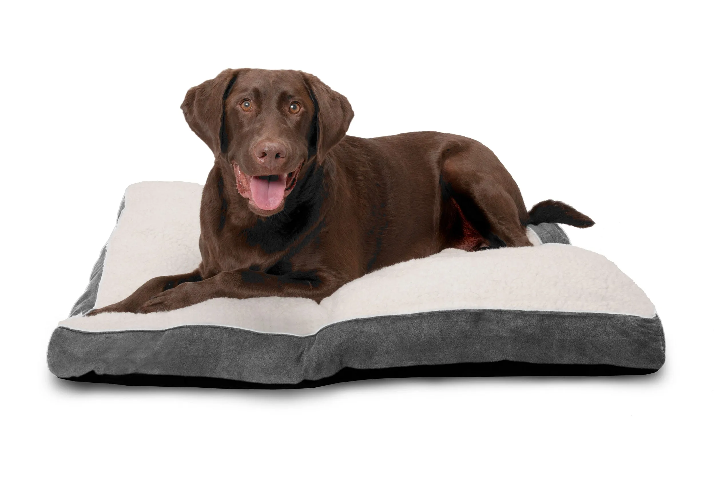 Deluxe Mattress Dog Bed - Faux Sheepskin & Suede