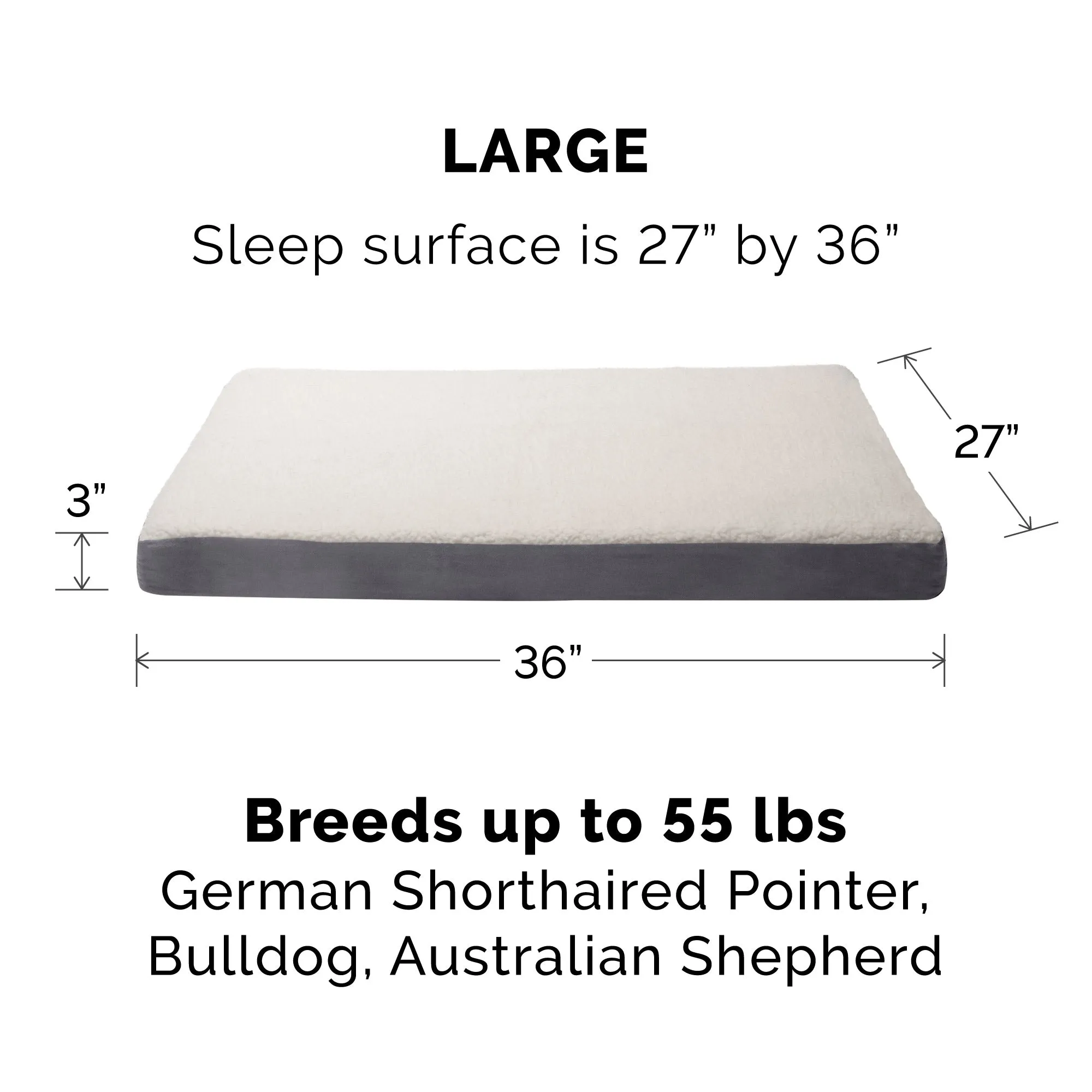 Deluxe Mattress Dog Bed - Faux Sheepskin & Suede