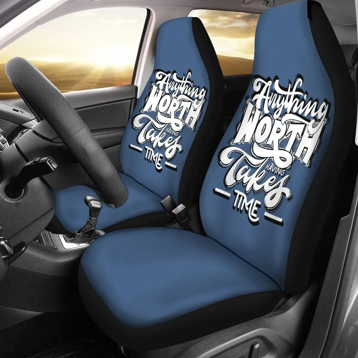 Denim Blue Anything Worth Having - Universal Car Seat Cover With Thickened Back