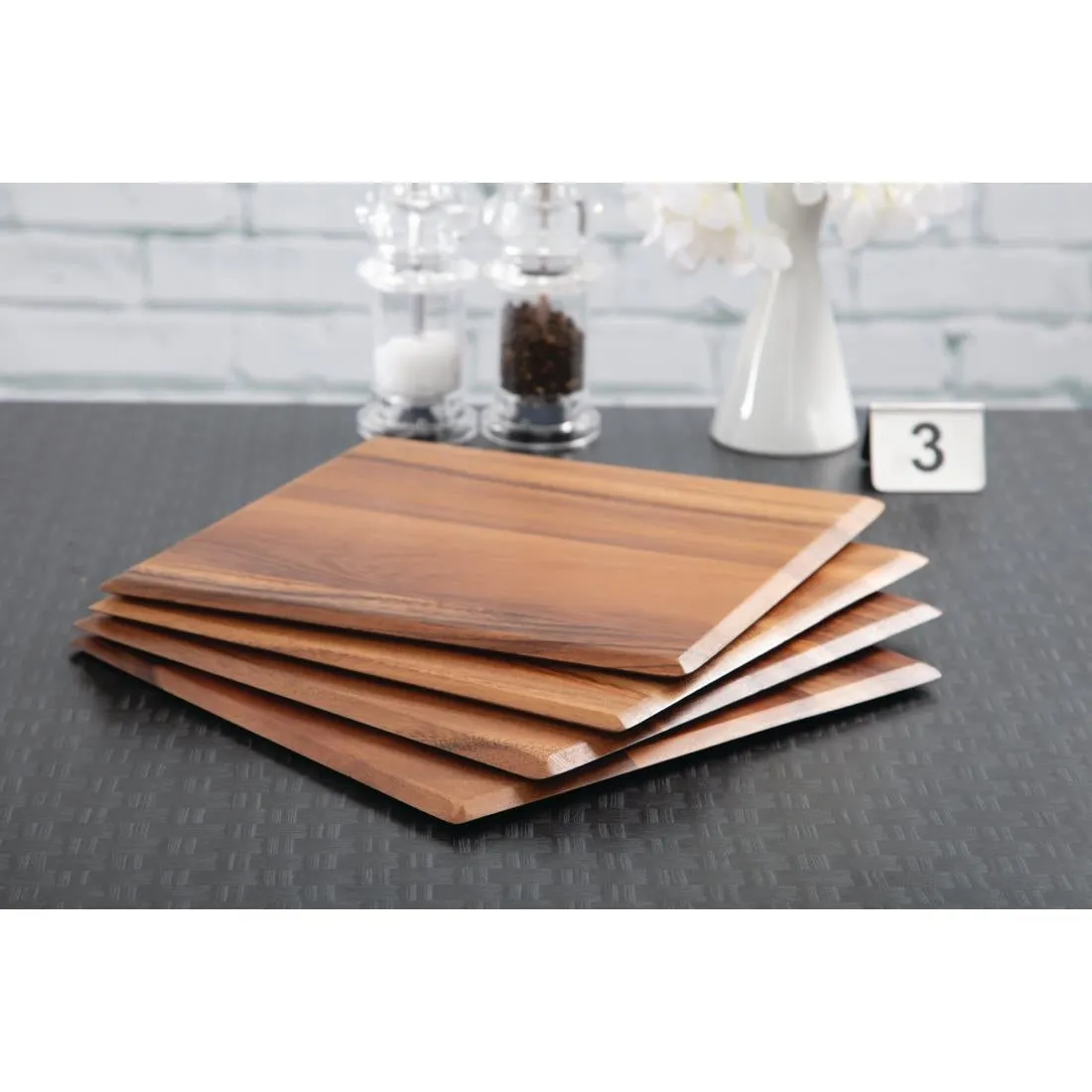 DL134 Square Acacia Table Mat (Pack of 4)