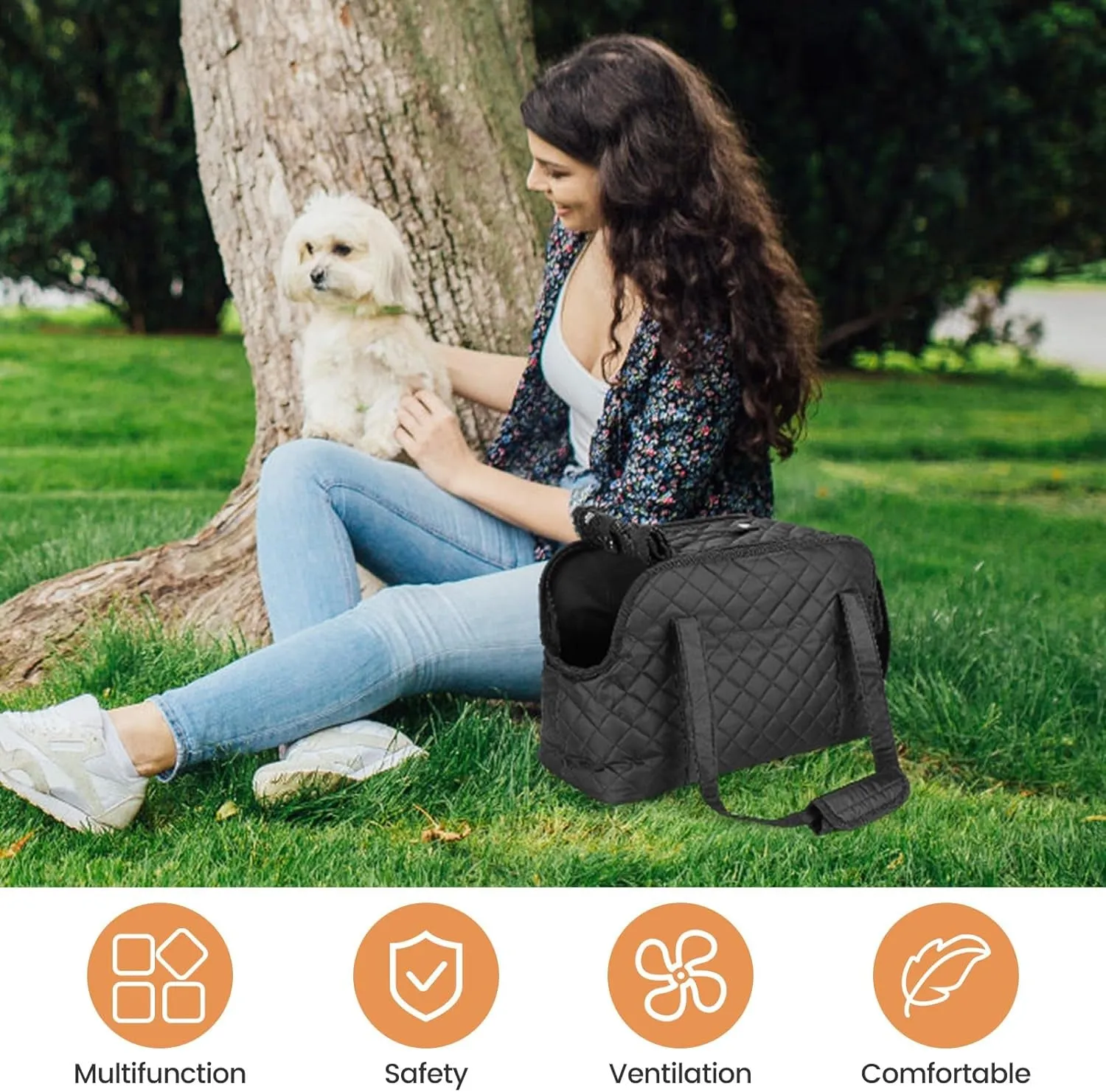 Dog Carrier for Small Dogs, Soft Sided Pet Carrier Bag with Pockets, Breathable Mesh and Soft Cushion, Portable Medium Dog Puppy Large Cat Travel Handbag Tote for Hiking Traveling Outdoor Max 12 Lbs