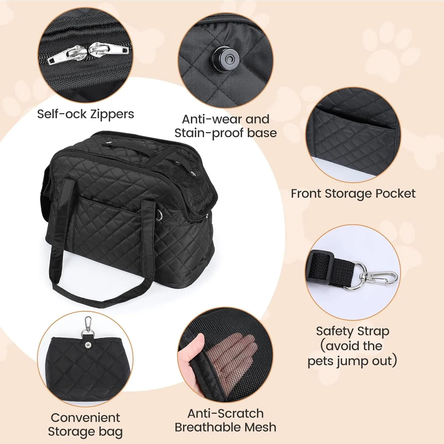 Dog Carrier for Small Dogs, Soft Sided Pet Carrier Bag with Pockets, Breathable Mesh and Soft Cushion, Portable Medium Dog Puppy Large Cat Travel Handbag Tote for Hiking Traveling Outdoor Max 12 Lbs