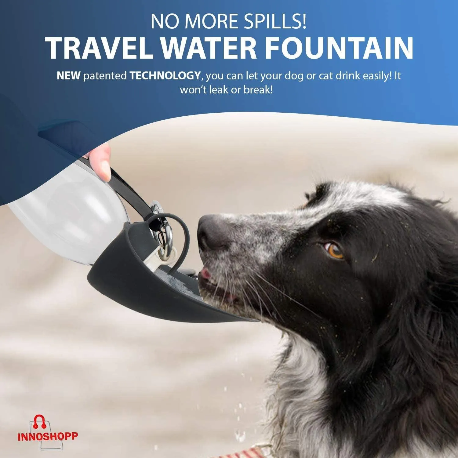 Dog Water Bottle - Portable Travel Dog Water Dispenser Including Carabiner & Waste Bag Dispenser - Leak Proof & BPA Free Dogs Drinking Bottle for Walking, Hiking & Travel(Black) by