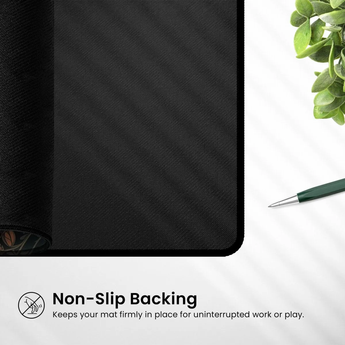 Elegant Botanical Black Floral Desk Mat