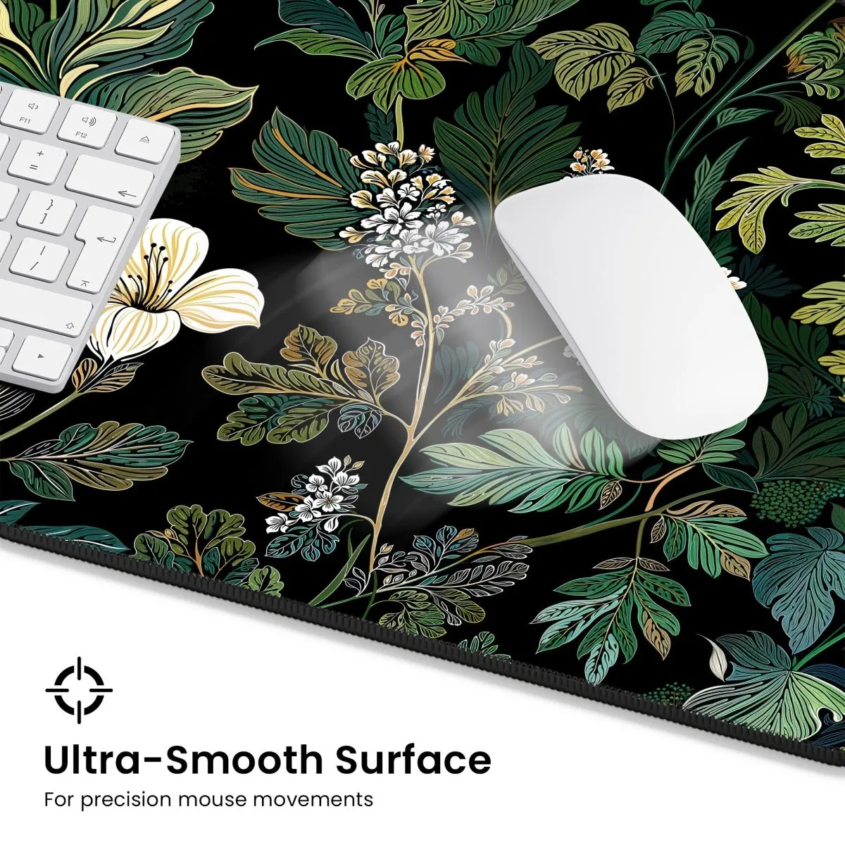 Elegant Botanical Black Floral Desk Mat