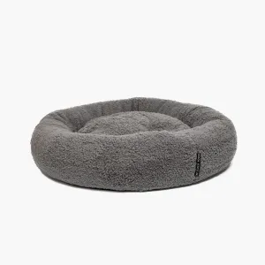 Grey Round Donut Calming Dog Bed | Secure Comfort for Peaceful Sleep