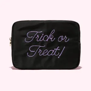 Hand Embroidered Trick or Treat Large Pouch