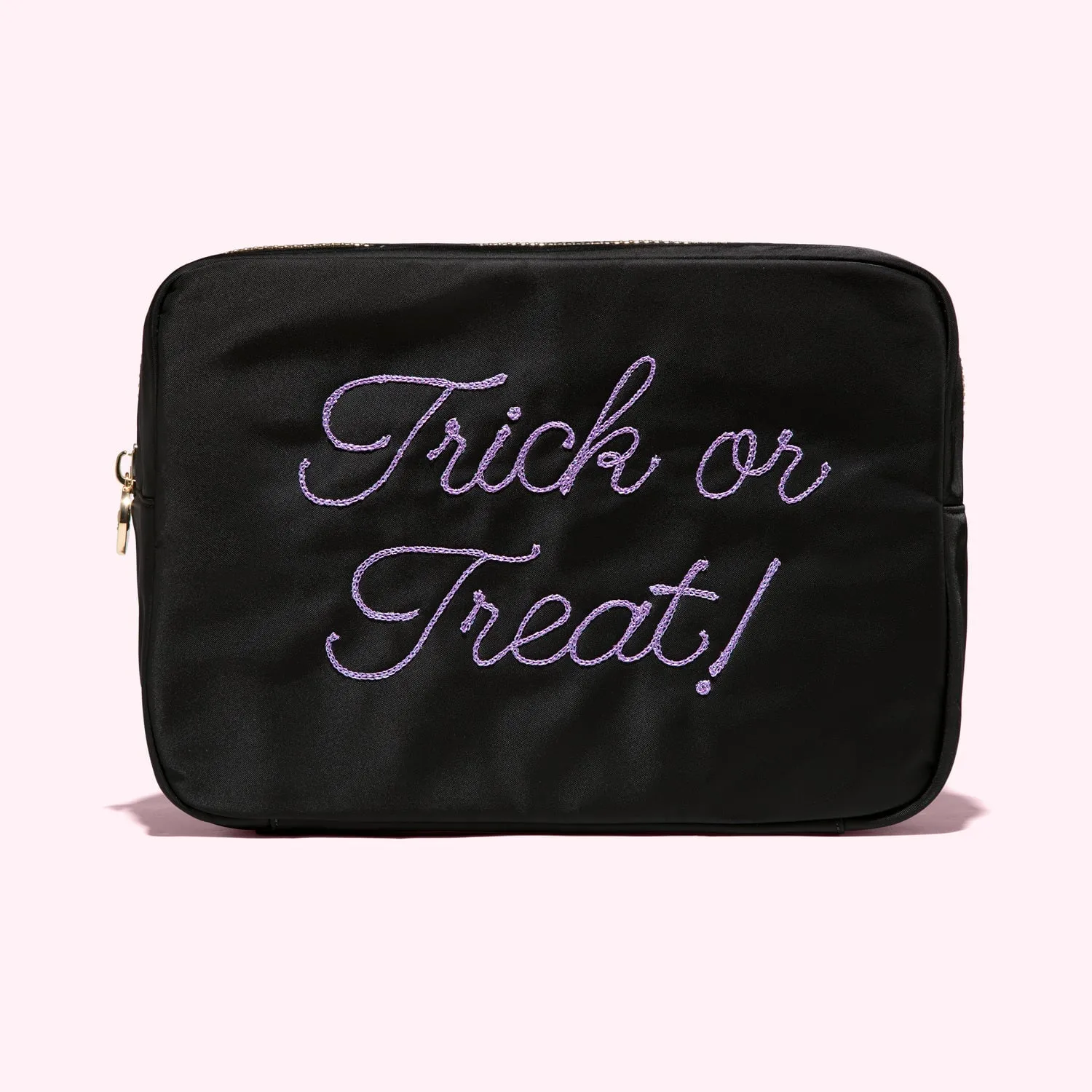 Hand Embroidered Trick or Treat Large Pouch