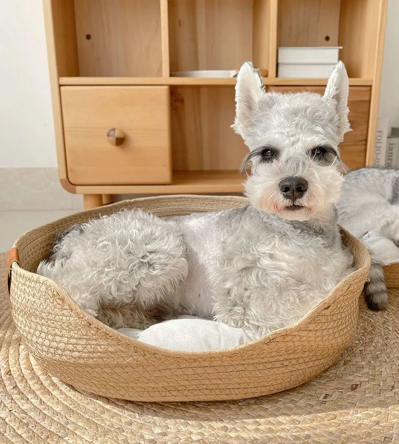 Handmade Bamboo Weaving Pet Bed for Cats