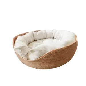 Handmade Bamboo Weaving Pet Bed for Cats