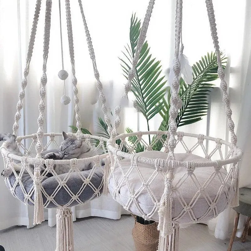 KittyKnot Cozy Macrame Cat Hammock Bed