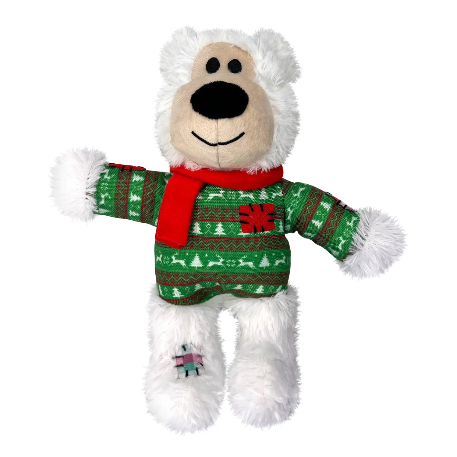 KONG Holiday Wild Knots Bear 2024 | Small/Medium Christmas Durable Squeaky Dog Toy