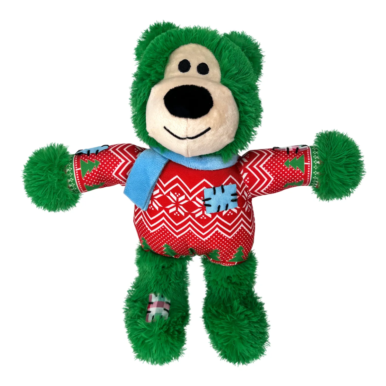 KONG Holiday Wild Knots Bear 2024 | Small/Medium Christmas Durable Squeaky Dog Toy