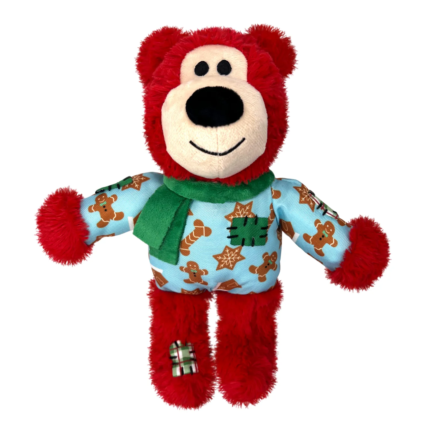 KONG Holiday Wild Knots Bear 2024 | Small/Medium Christmas Durable Squeaky Dog Toy