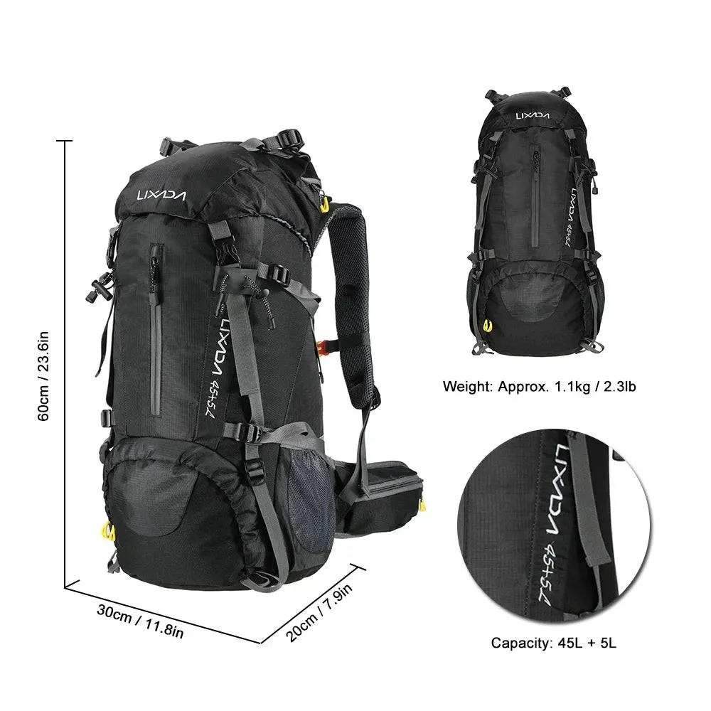 Lixada 50L Hiking Backpack Water Resistant Outdoor Sport Knapsack Camping Travel Pack Climbing Trekking Bag with Rain Cover