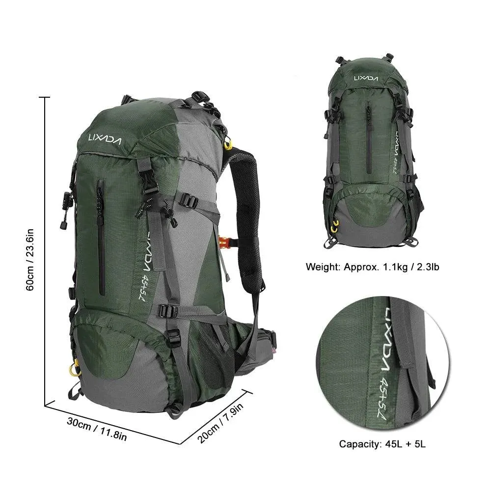 Lixada 50L Hiking Backpack Water Resistant Outdoor Sport Knapsack Camping Travel Pack Climbing Trekking Bag with Rain Cover