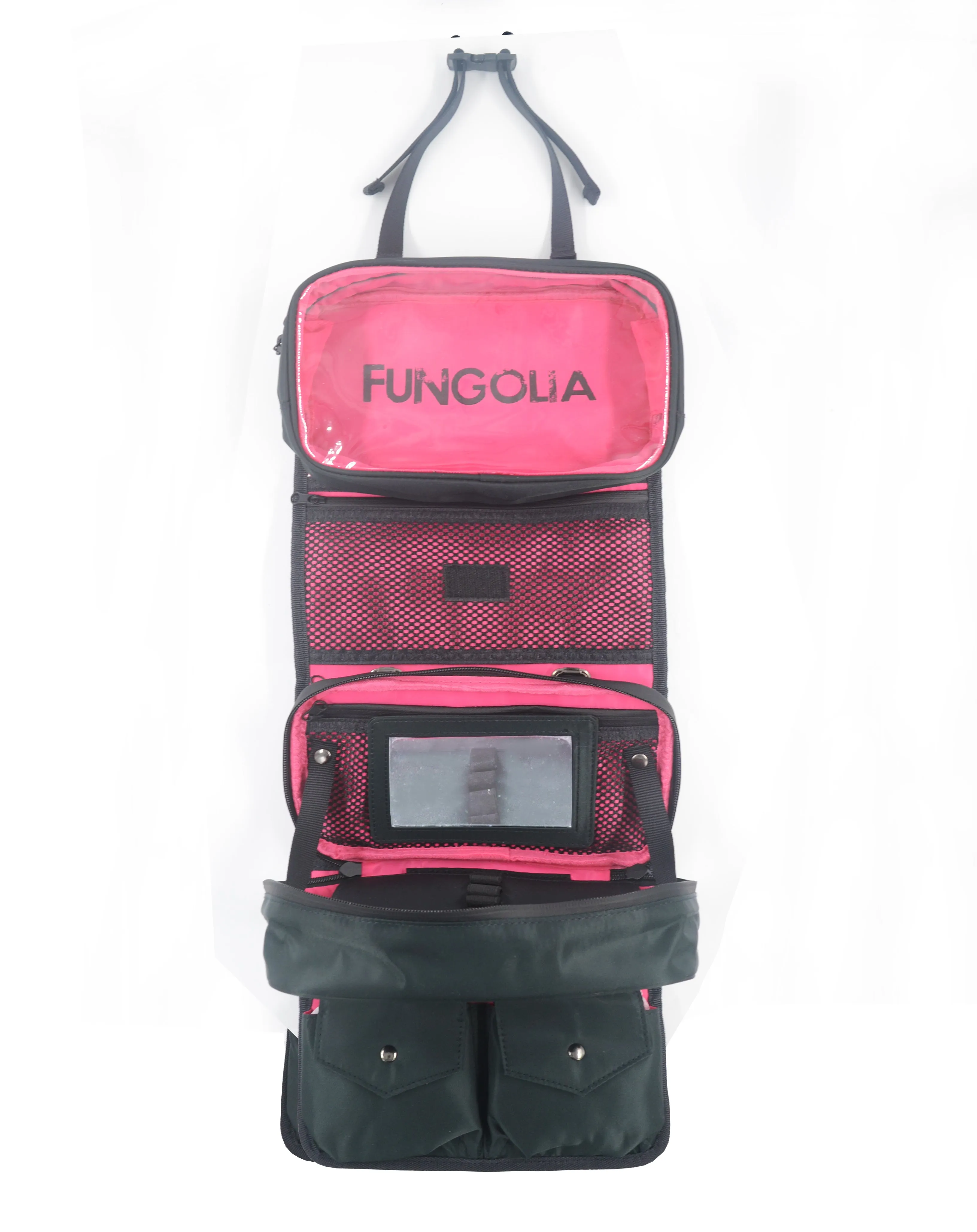 <A 001d1> Fungolia Premium 3-in-1 Toiletry Kit (Charcoal/Shocking Pink)